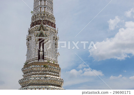 Thai style temple decoration of mosaic on blue sky 29690171