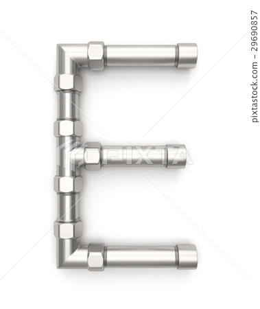 Alphabet made of Metal pipe, letter E. Alphabet made of Metal pipe, letter E. 29690857