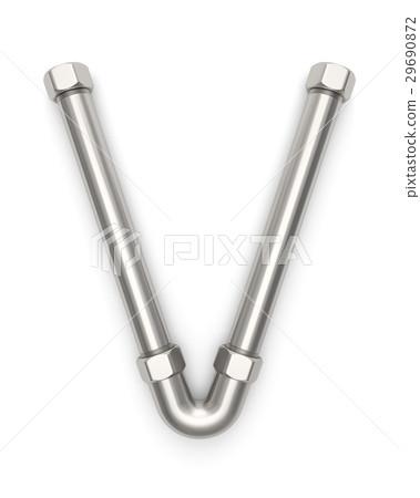 Alphabet made of Metal pipe, letter V.  29690872