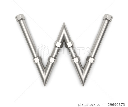 Alphabet made of Metal pipe, letter W.  29690873