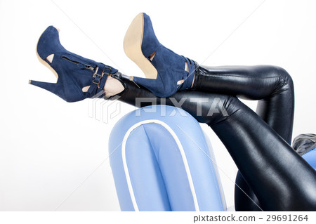 detail of woman wearing blue shoes 29691264