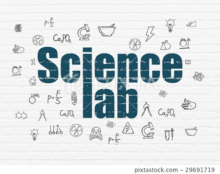 Science concept: Science Lab on wall background Science concept: Science Lab on wall background 29691719