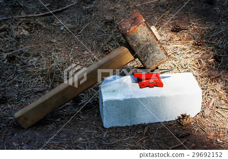 Toy Small Anvil And Huge Rusty Hammer Toy Small Anvil And Huge Rusty Hammer 29692152
