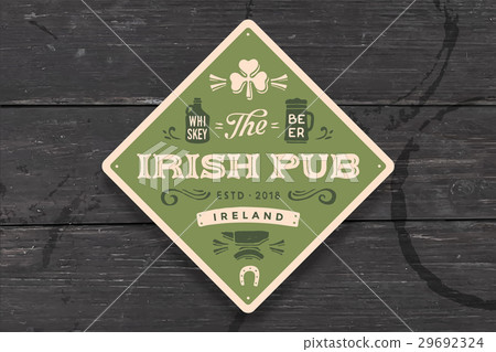 Coaster for Irish Pub. Vintage drawing for bar Coaster for Irish Pub. Vintage drawing for bar 29692324
