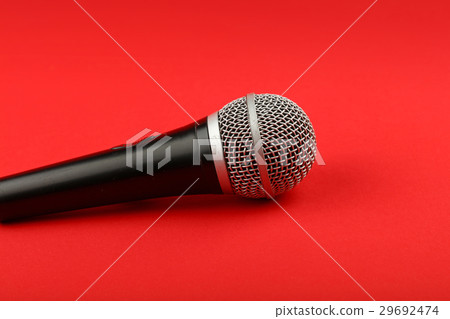 Microphone side view close up on red 29692474