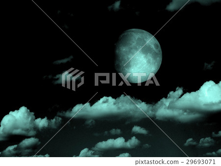 The moon in the night sky in clouds - Stock Illustration [29693071] - PIXTA