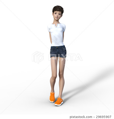 Young woman posing posing3DCG Illustration material 29695907