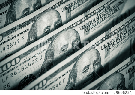 Hundred dollars bills standing in a row 29696234