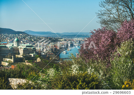 View over Buda side of Budapest with castle 29696603
