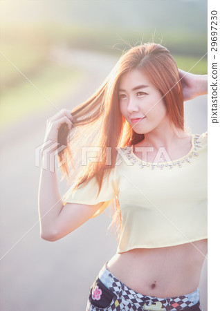 Portrait asia Beautiful girl in sun 29697230