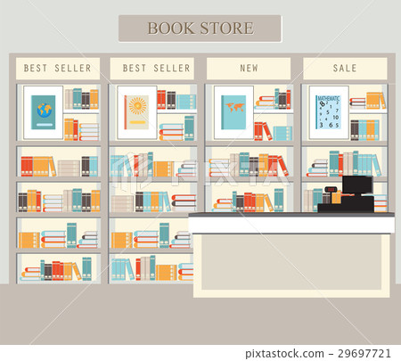 Bookstore with bookshelves Bookstore with bookshelves 29697721