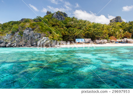 Tropical beach beautiful sea and blue sky 29697953