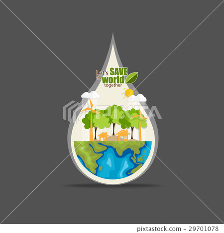 ECO FRIENDLY. Ecology concept with Green Eco Earth and Trees. Vector illustration ECO FRIENDLY. Ecology concept with Green Eco Earth and Trees. Vector illustration 29701078