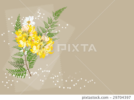 flowers circle bouquet and fern on brown backgro flowers circle bouquet and fern on brown backgro 29704397