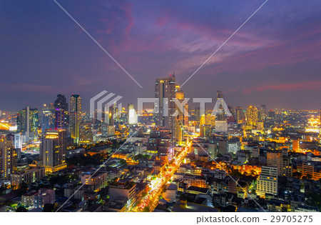 Aerial view of Bangkok modern office buildings Aerial view of Bangkok modern office buildings 29705275