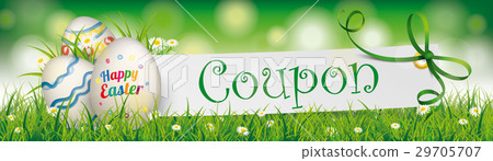 Coupon Happy Easter Egg Banner Green Ribbon Header 29705707