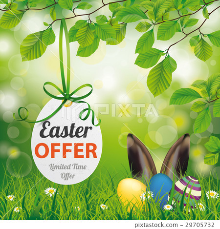 Easter Price Sticker Egg Hare Ears Twigs Offer Easter Price Sticker Egg Hare Ears Twigs Offer 29705732