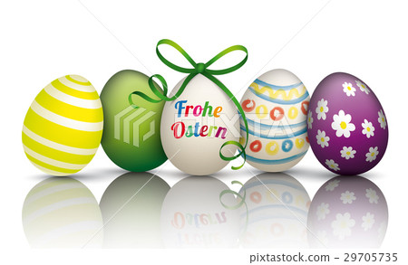 5 Colorful Easter Eggs Frohe Ostern Stock Illustration 29705735 Pixta