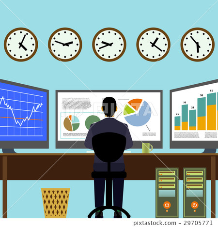 Broker sitting at workplace. Broker sitting at workplace. 29705771