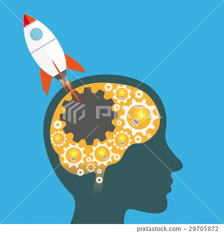 Gear Wheels Human Head Bulb Ideas Rocket Startup Gear Wheels Human Head Bulb Ideas Rocket Startup 29705872