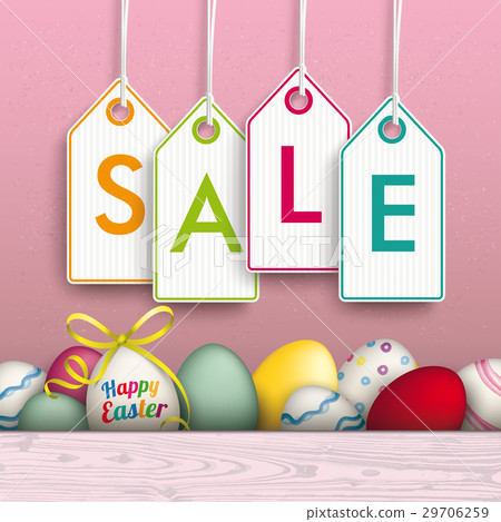 Colored Happy Easter Eggs Price Stickers Sale Colored Happy Easter Eggs Price Stickers Sale 29706259