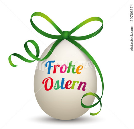 Natural Egg Green Ribbon Frohe Ostern 29706274