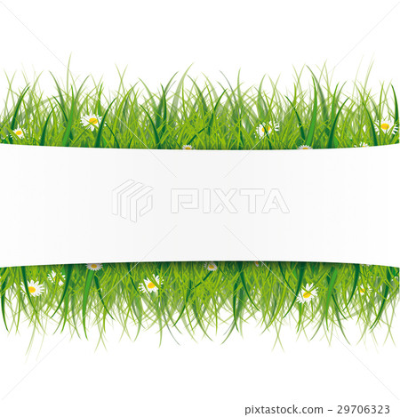 White Paper Banner Green Grass 29706323