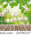 Wooden Ground Hanging Easter Eggs Green Nature 29706337