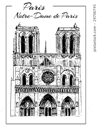 Notre Dame de Paris Cathedral, France. Hand Notre Dame de Paris Cathedral, France. Hand 29706745