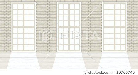 Loft studio Interior. Big windows, white brick 29706749
