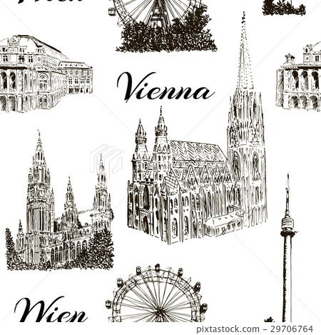 Set of Vienna symbols seamless pattern vector set 29706764