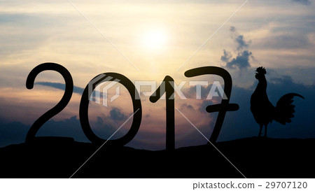 Silhouettes rooster crows in 2017 Silhouettes rooster crows in 2017 29707120