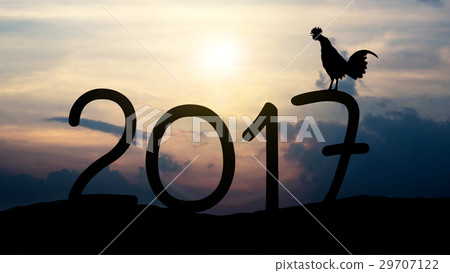 Silhouettes rooster crows in 2017 29707122