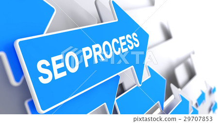 SEO Process - Inscription on Blue Pointer. 3D. SEO Process - Inscription on Blue Pointer. 3D. 29707853