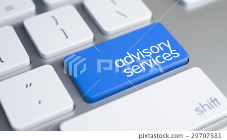 Advisory Services - Text on Blue Keyboard Button 29707881