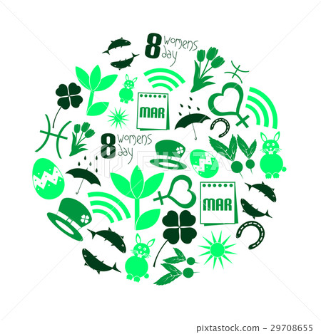 march theme set of simple outline icons in circle march theme set of simple outline icons in circle 29708655