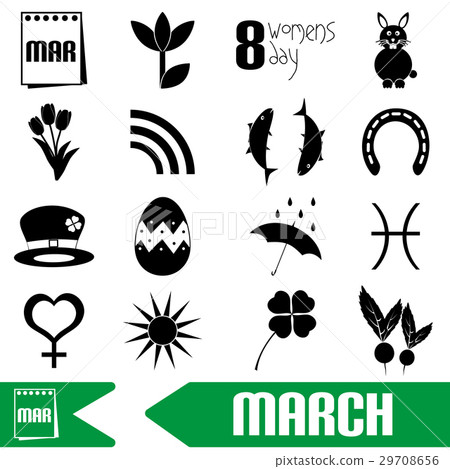 march month theme set of simple outline icons march month theme set of simple outline icons 29708656