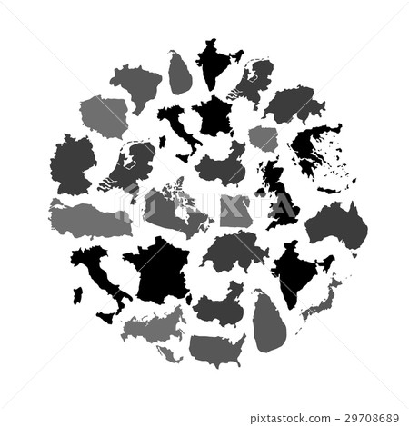 simple maps of different country collection circle - Stock Illustration ...