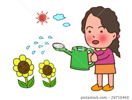 A girl who does watering A girl who does watering 29710468