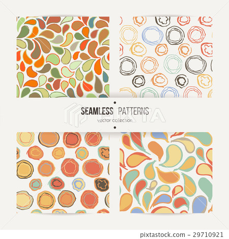 Abstract seamless set with petals and grunge rings Abstract seamless set with petals and grunge rings 29710921