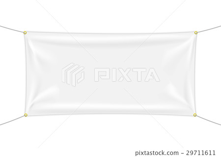 Download White Textile Banner Mockup With Folds Stock Illustration 29711611 Pixta PSD Mockup Templates