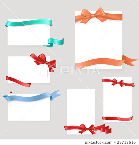 Set of paper form with satin ribbons and bows 29712610