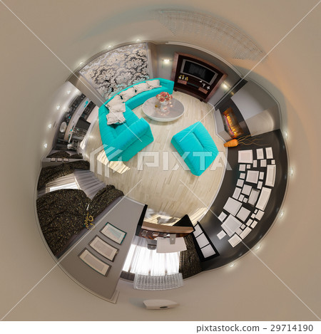 3d illustration panorama of living room interior 29714190