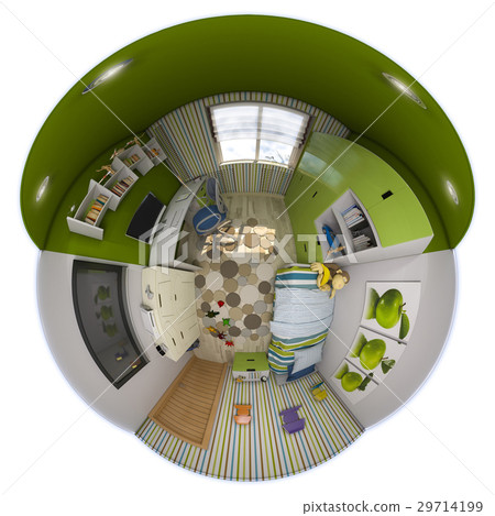 3d illustration 360 panorama of children's room 29714199