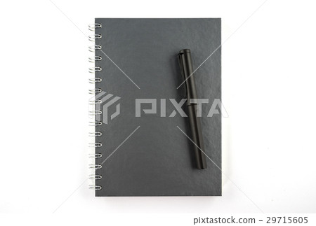 Black pen and blank notebook isolated Black pen and blank notebook isolated 29715605