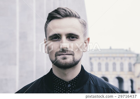 fashion dressed man walk on the street fashion dressed man walk on the street 29716437