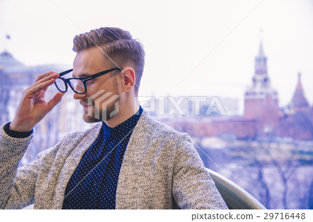 fashion dressed man walk on the street fashion dressed man walk on the street 29716448
