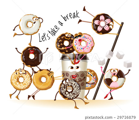 Design a poster with cartoon characters donuts Design a poster with cartoon characters donuts 29716879