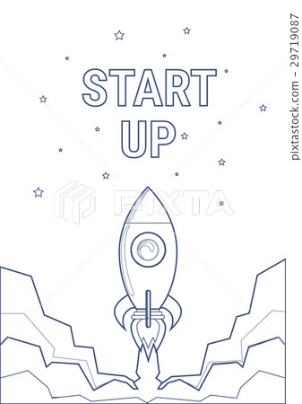 Flying Rocket Business Startup Concept Banner With 29719087
