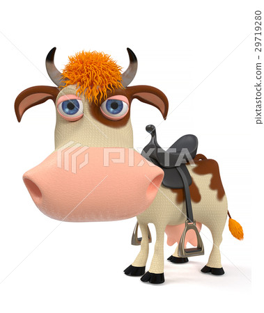 3d illustration of a cow with a saddle 3d illustration of a cow with a saddle 29719280